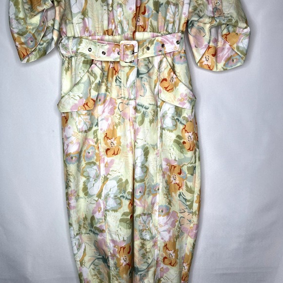 LENA Women's Floral Multicolor Jumpsuit Zip front Short Sleeve Size Medium - Picture 5 of 12